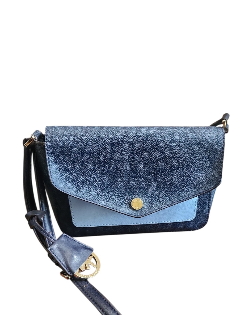 Michael Kors EUC Navy Leather Crossbody Bag with Light Blue Accent